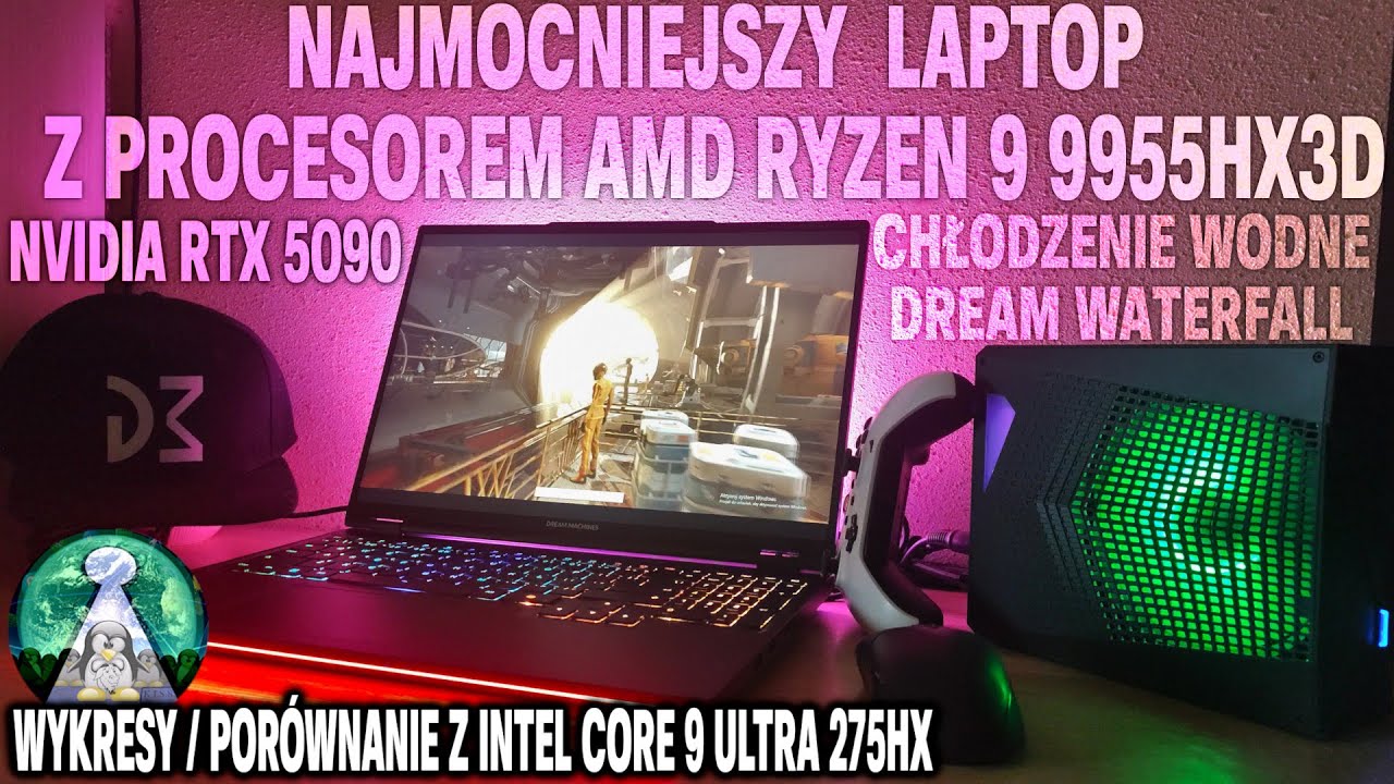 WODA W LAPTOPIE - Ryzen 9 9955HX3D RTX 5090 w laptopie Dream Machines RT5090-16PL26 Wykresy bench
