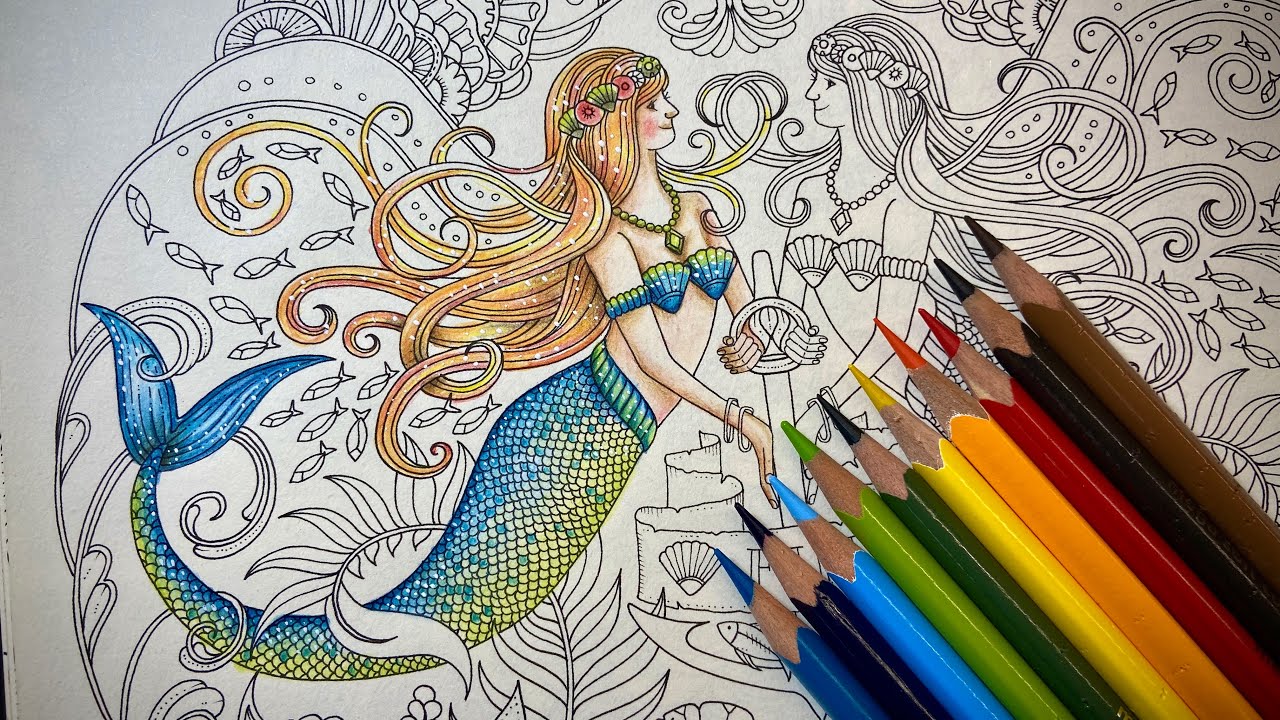 Live | Pintura Sereia Livro Oceano Perdido Johanna Basford