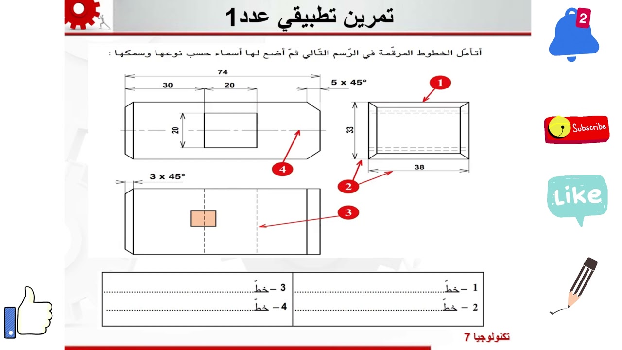 الرسم التقني أنواع الخطوط