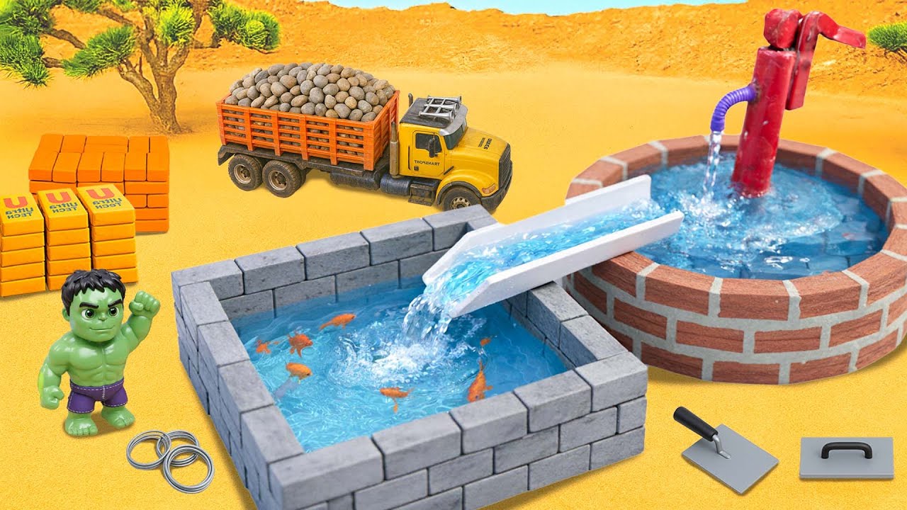DIY Science Project Mini Water Well – Building a Dual Brick Pool Tank with Modern Water Flow System