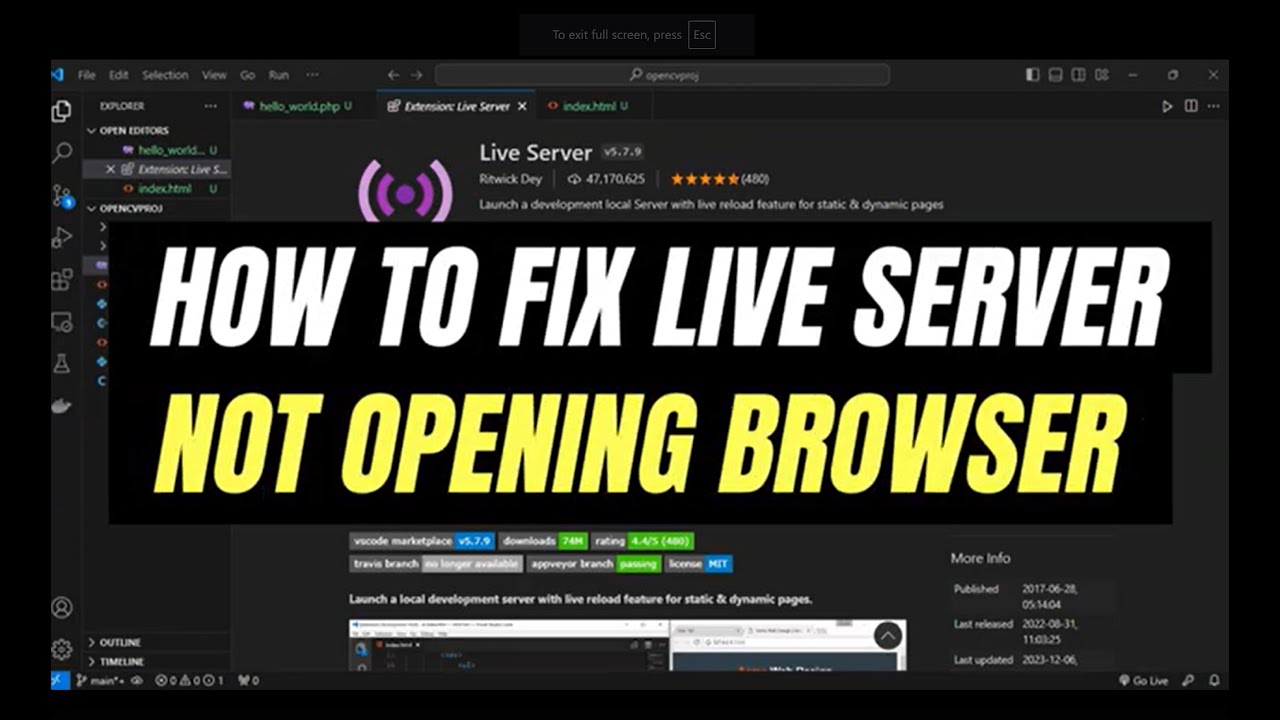 How To Fix Live Server Not Opening Browser | Easy Tutorial