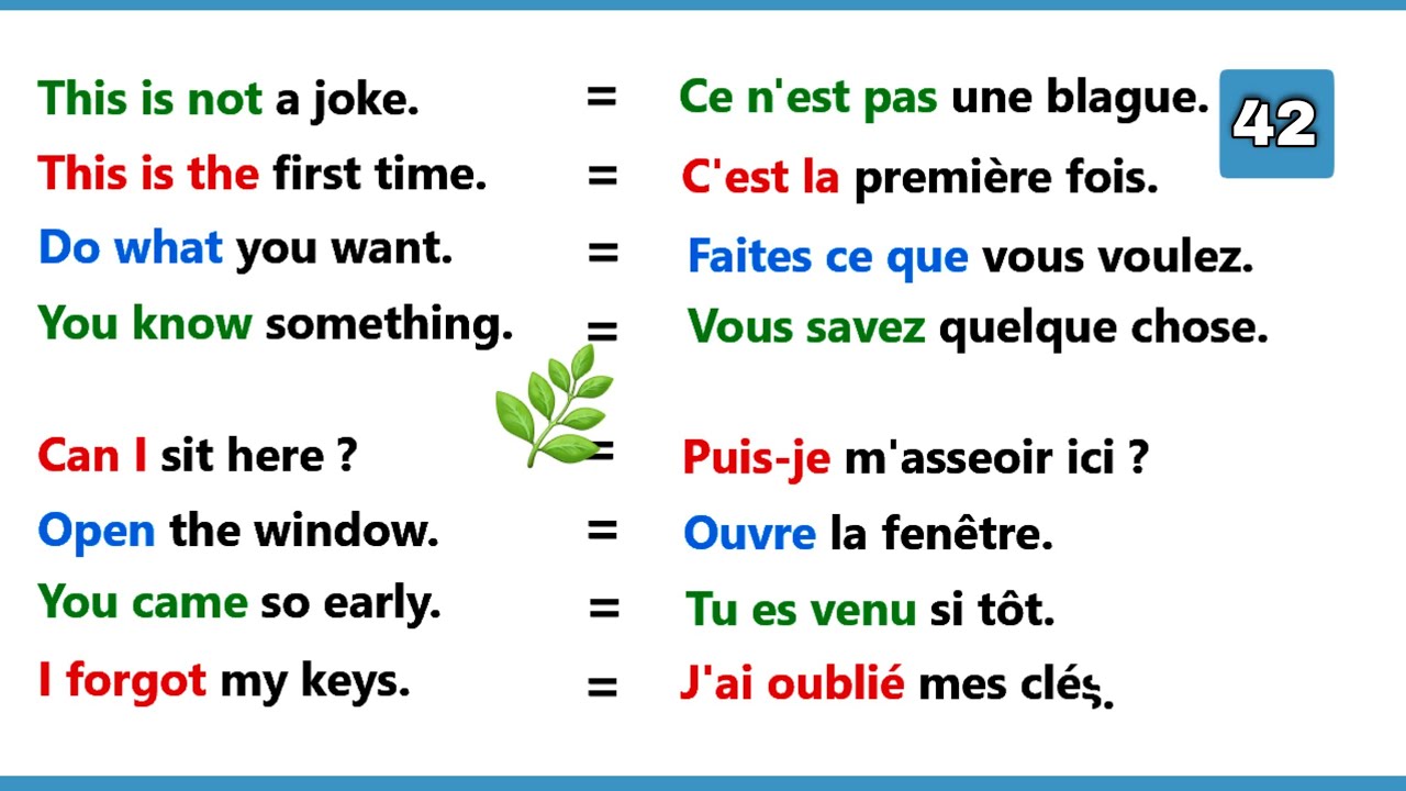 Phrases simples pour apprendre l'anglais facilement |partie 42 |✪✪easy sentences to learn french 🌿