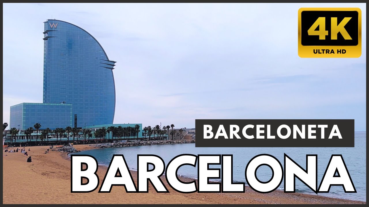 🫣 Beach Walking Tour in BARCELONA | Hotel W, Torres Mapfre y PLAYA de la BARCELONETA in 4K 2024 🌊🏖️