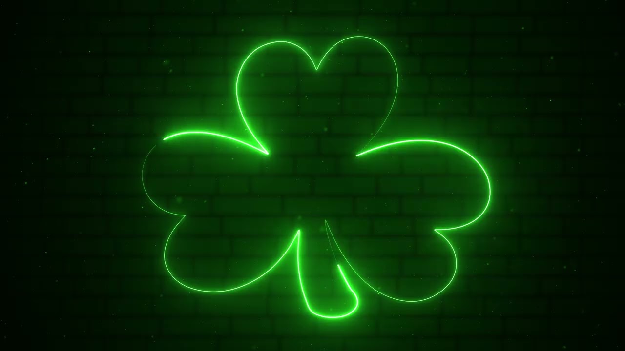 Saint Patrick's Day Neon Shamrock Background | Screensaver | Loop