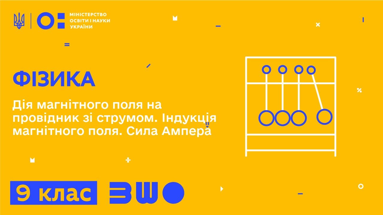 9 клас. Фізика. Дія магнітного поля на провідник зі струмом. Індукція магнітного поля. Сила Ампера