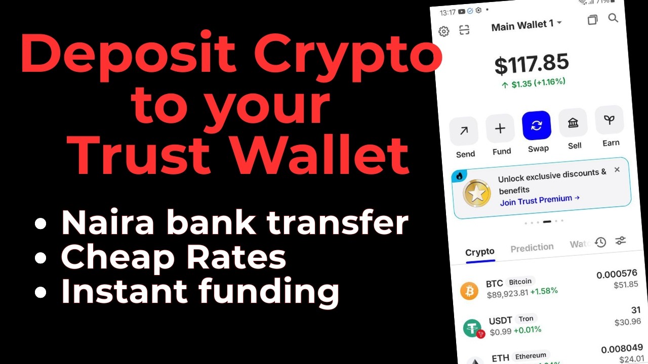 Как внести криптовалюту (биткоин или USDT) на Trust Wallet в Нигерии