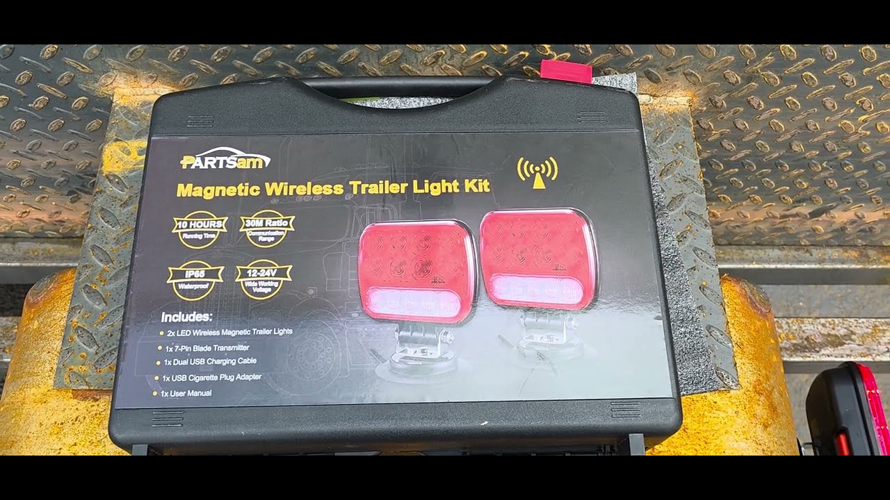 Review Partsam Wireless LED Trailer Light Kit Magnetic Towing Tail Light Portable Universal Stop