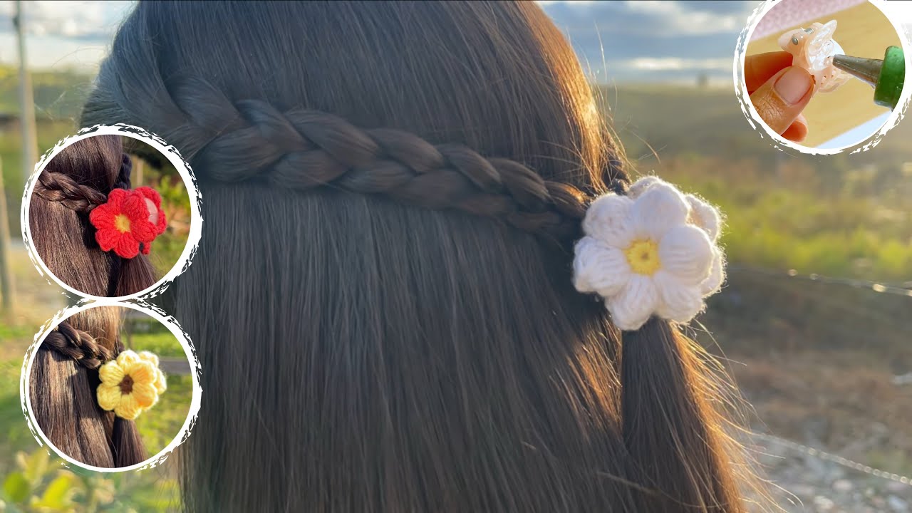 Idea f&aacute;cil y r&aacute;pida con sobrantes de hilo🧶GANCHOS de flores tejidas 🌼🌸Tendencia en crochet