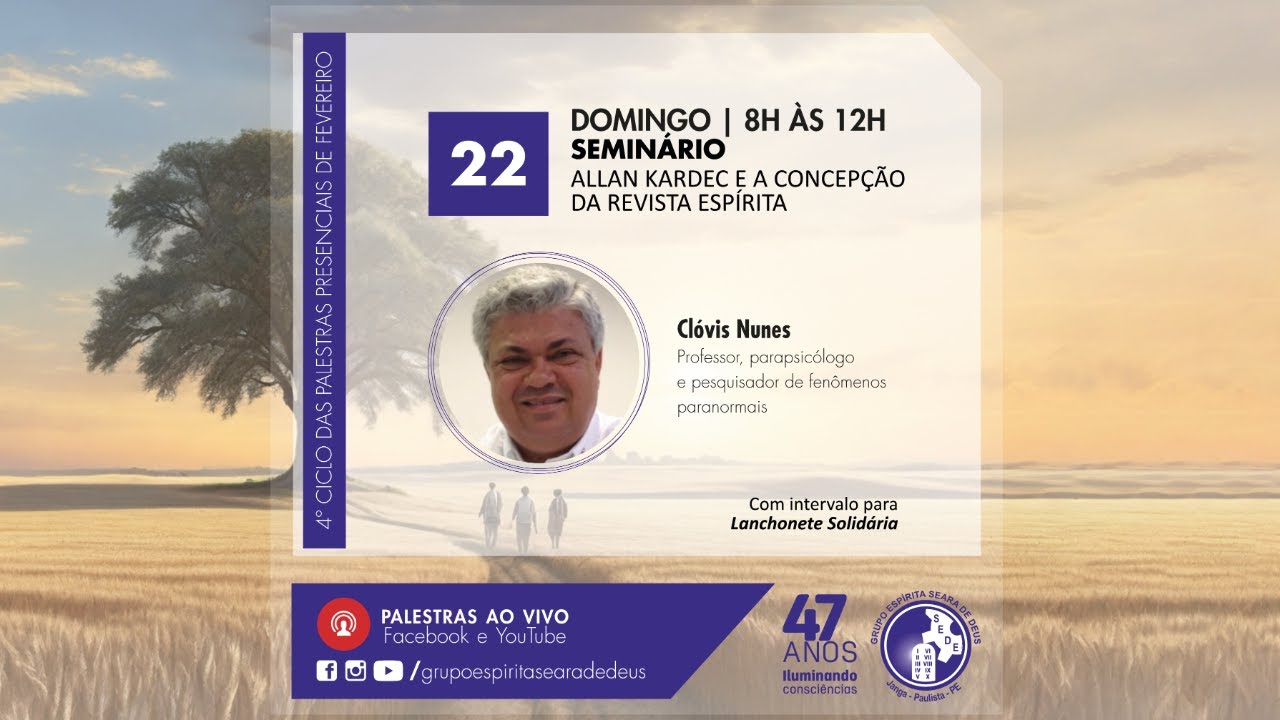 SEMINÁRIO [Parte 1/2] | Allan Kardec e a Concepção da Revista Espírita | DOM, 22.FEV.26