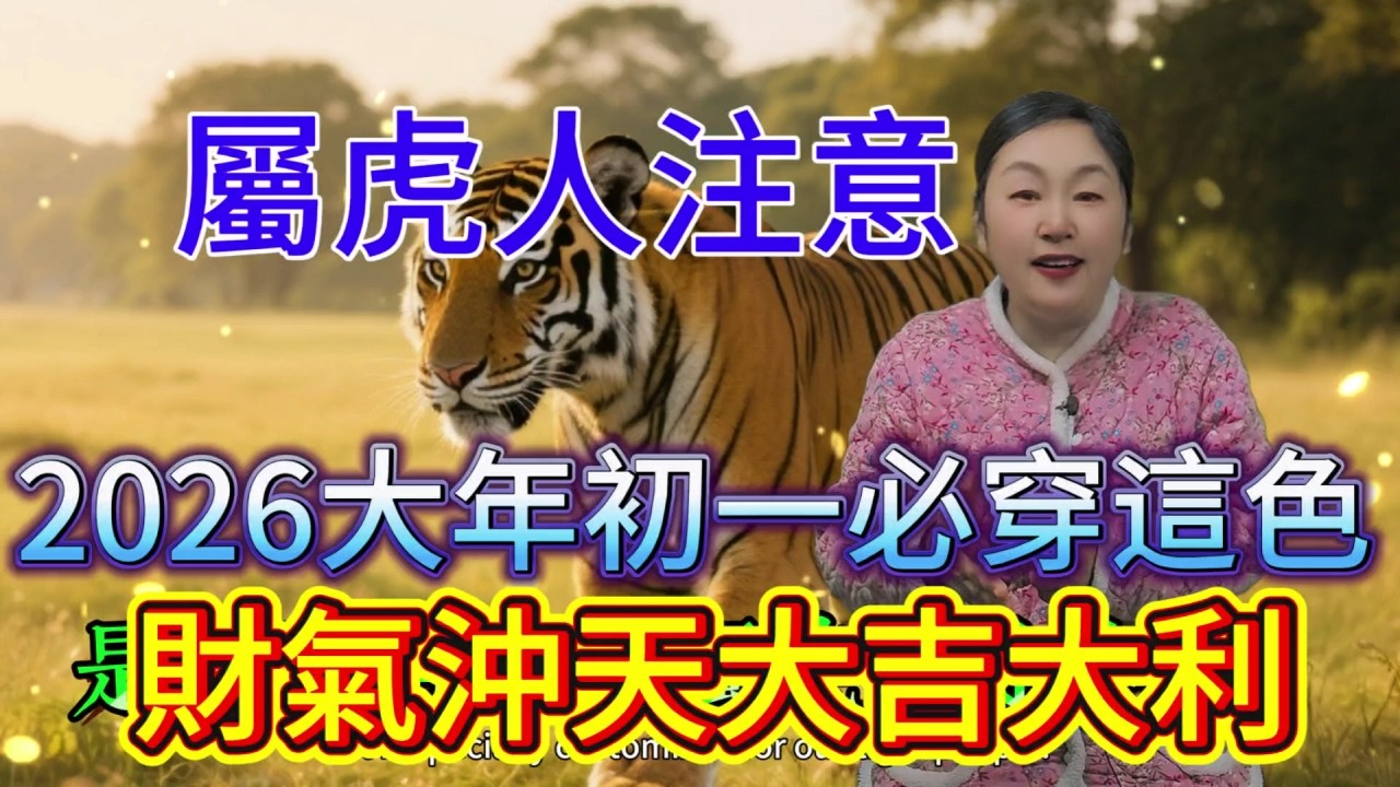 属虎人注意啦，2026 年大年初一 一定要穿這個顏色，鴻運當頭擋不住，好運主動找上門，大吉大利一整年，開啟輝煌運勢，千萬別錯過這神奇色彩！#運勢 #補財庫旺財氣 #財富 #生肖 #命理
