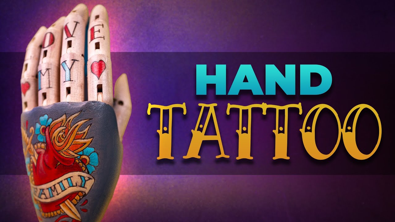 🤚Painting a Wooden Hand with Old-School Tattoos🎨