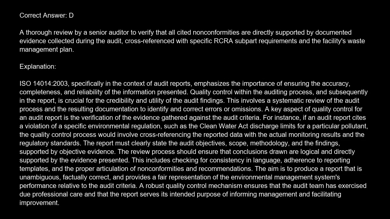 ISO 14014 2003   Guidelines for Environmental Auditing   Audit Reports Free Practice Test video