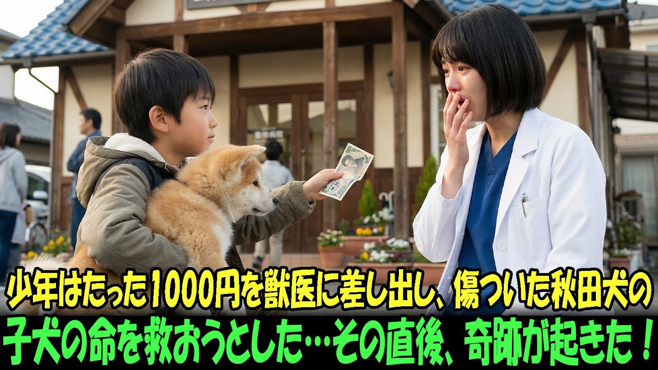 【奇跡の実話】少年はたった1000円を獣医に差し出し、傷ついた秋田犬の子犬の命を救おうとした…。その直後、奇跡が起きた！