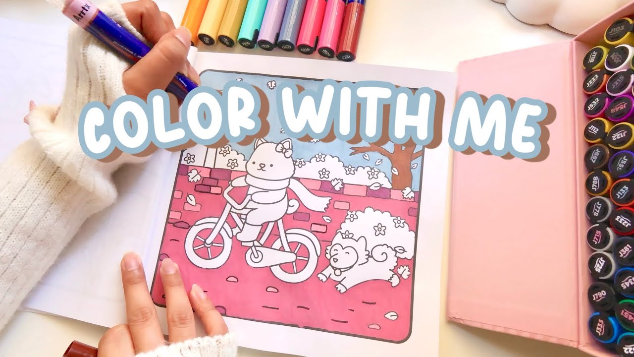 COLOR WITH ME 🥨 kiky's coloring book &bull; arrtx simptap acrylic markers