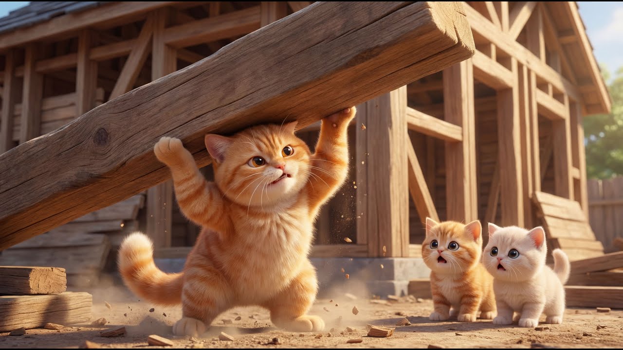 The Mama  Cat is working hard to build a new home for her kittens.