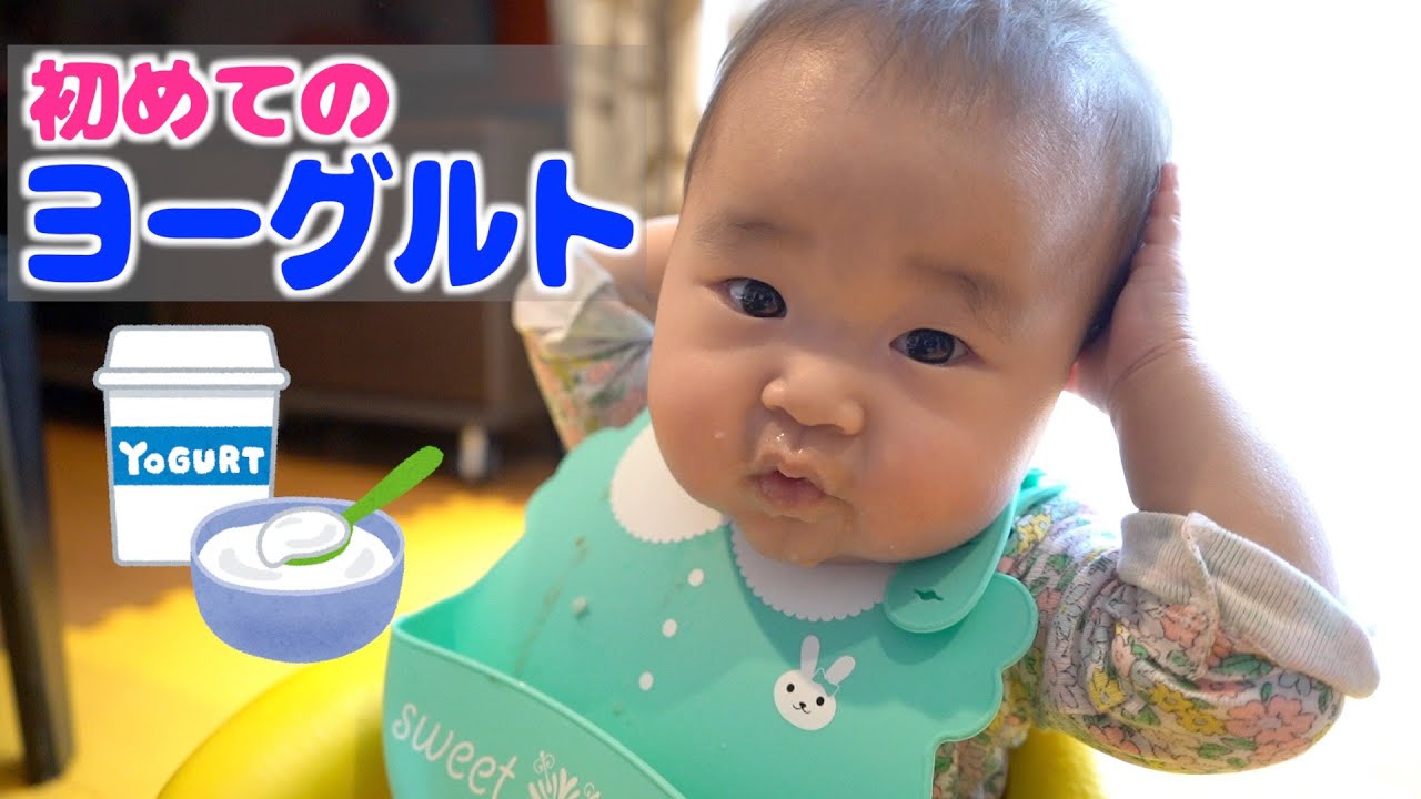 初めてヨーグルトを食べたよ【生後7カ月】Yune ate yogurt for the first time