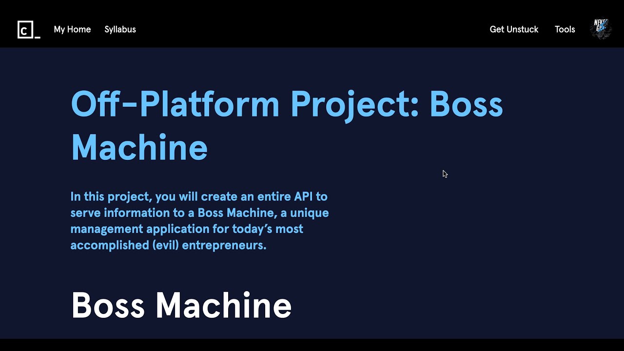 Boss Machine Project Full Tutorial