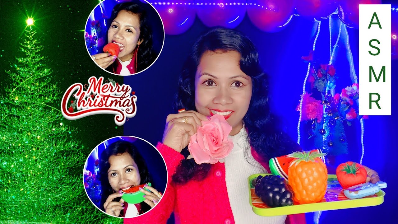 Asmr| Wish you merry Christmas 🎄 Eating fake foods 🎁 Lots of mouth sound| fake foods mukbang 