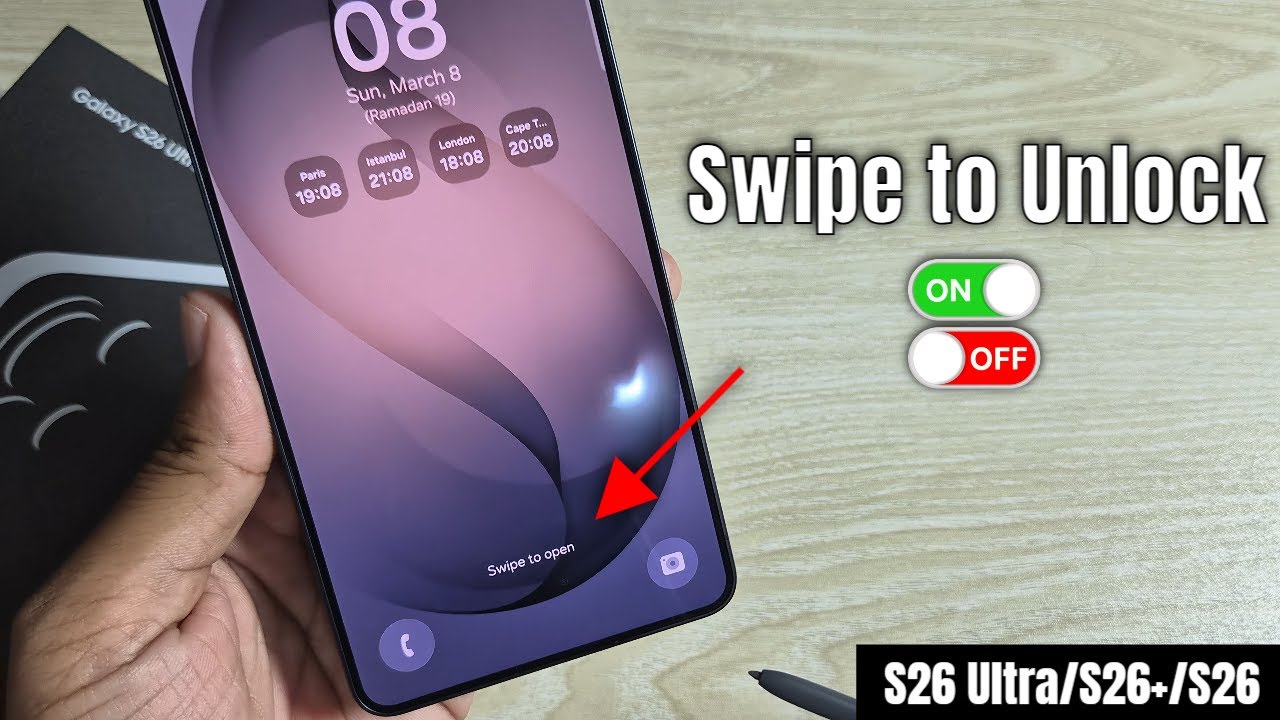 Samsung Galaxy S26 Ultra/S26+: Как включить разблокировку с помощью свайпа на Android