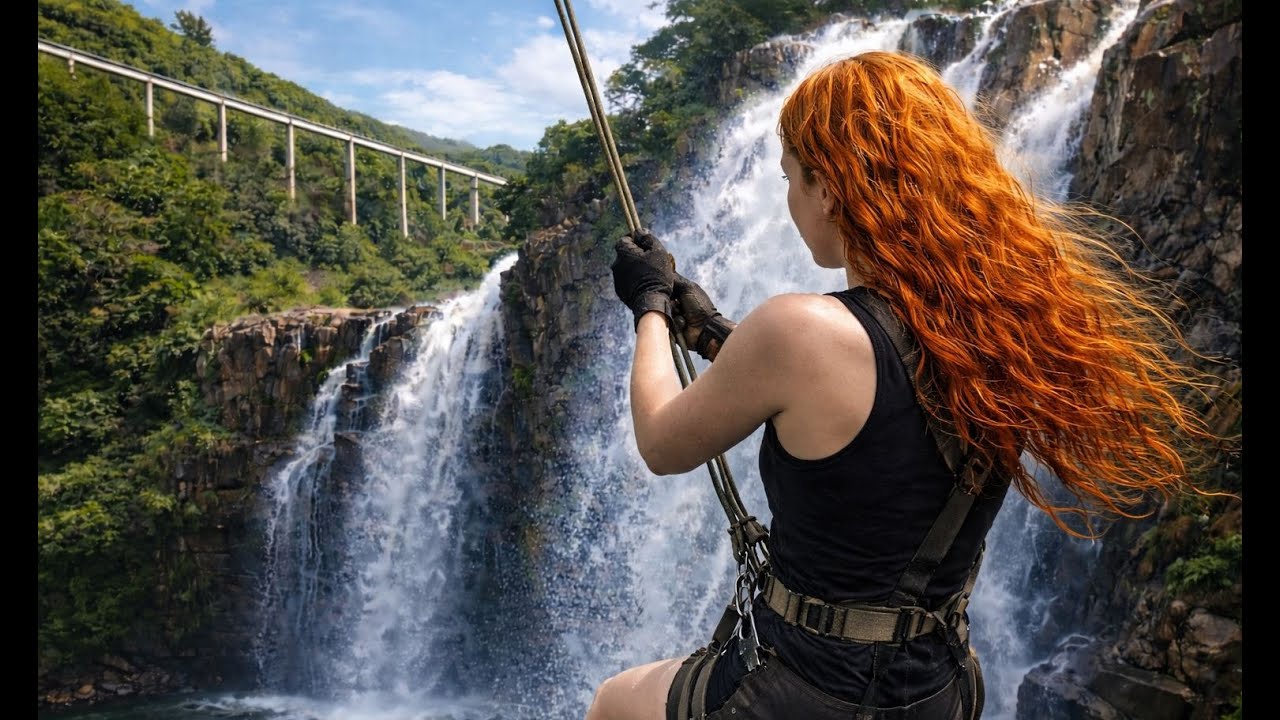 Rapel na cascata 3 quedas - Viaduto 13 - Vespasiano Correa. Caí na cachoeira!