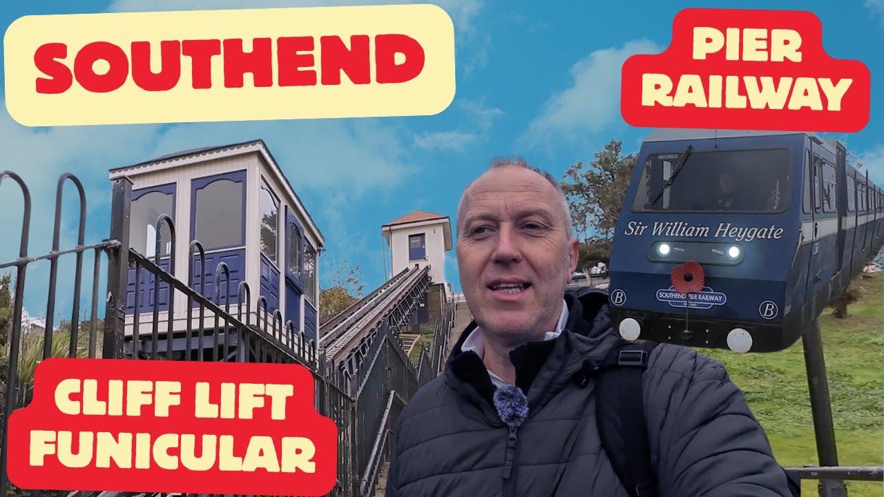 Фуникулер и поезд до пирса Southend Cliff Lift