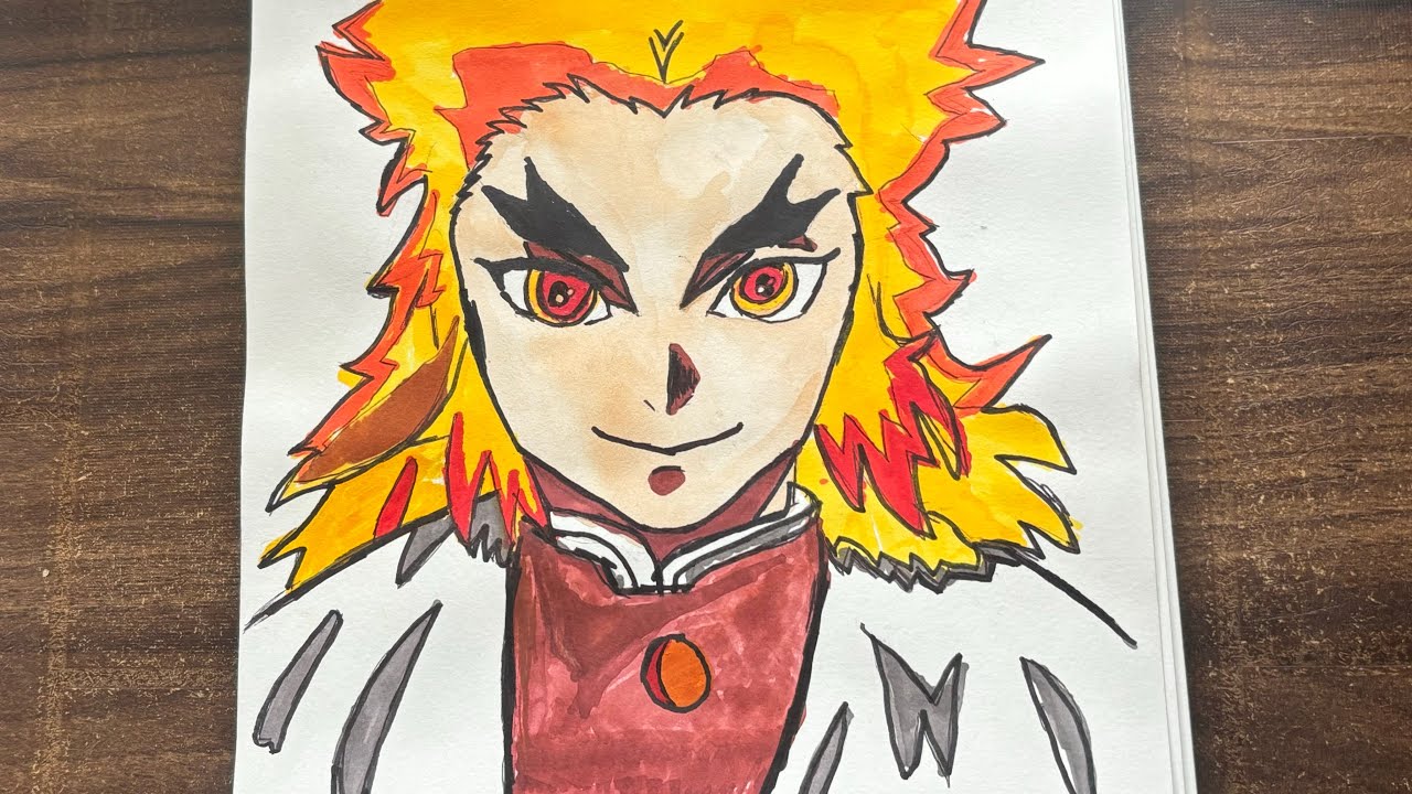How to draw Rengoku kyojuro | Anime drawing ￼ tutorial for beginners|shadow art-3 #viralvideo