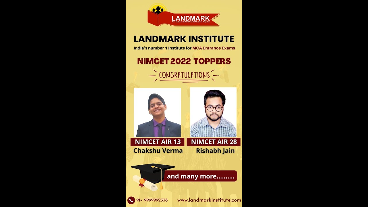 NIMCET 2022 Topper | Landmark Institute - India's Best Institute for Nimcet/MCA Entrance Preparation