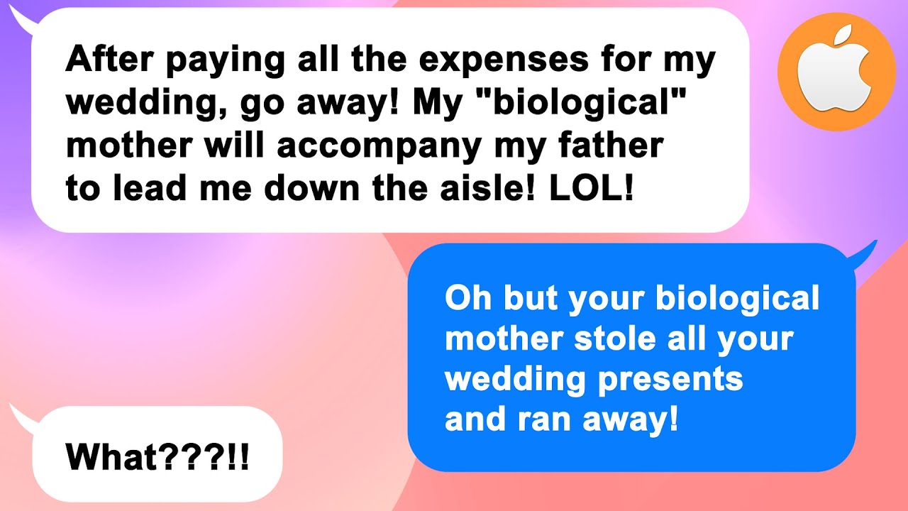 [Apple] Daughter makes me pay for wedding, kicks me out cuz finds real mother [She sold you to me!]