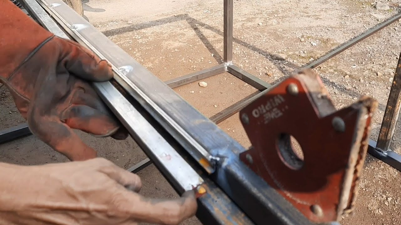 hanya pakai bearing kecil PINTU SLEDING teknik manual pemula  (buat etalase grobak warkop) part 2