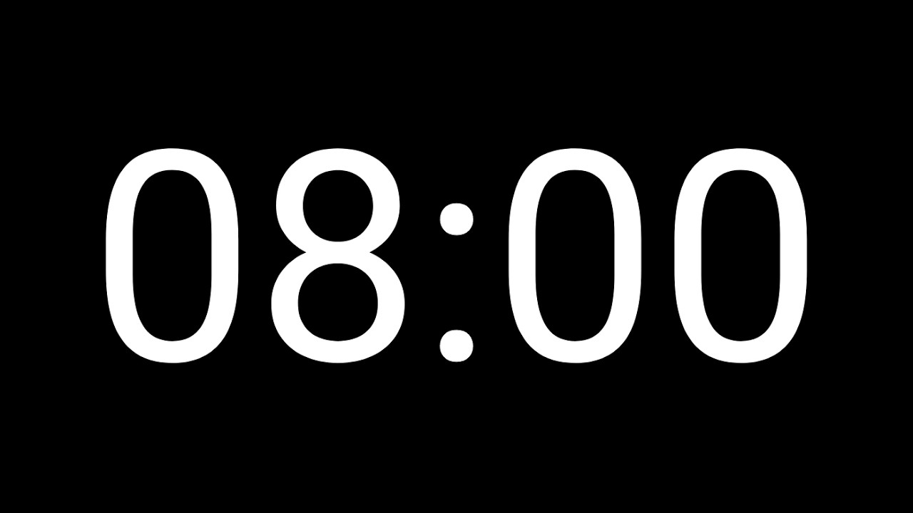 8 Minute Timer | Black Screen | No Music | 5 Second Alarm