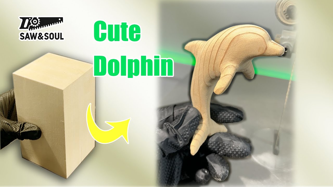 Cute Dolphin From Wood Block | PDF Plan available #sawsoul #woodworking #bandsaw #carving