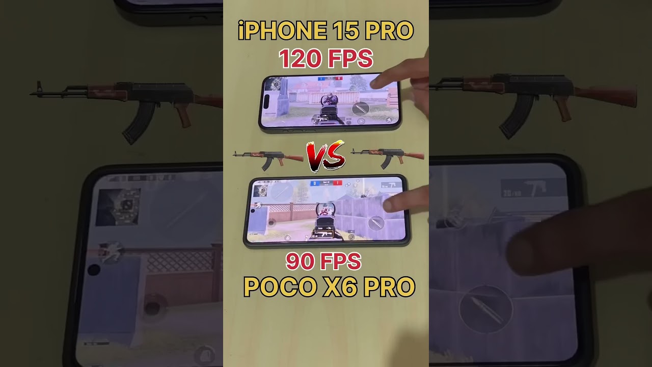 iPHONE 15 PRO 120FPS🔥Vs POCO X6 PRO 90FPS😈-PUBG poco x6 pro 512gb🥵