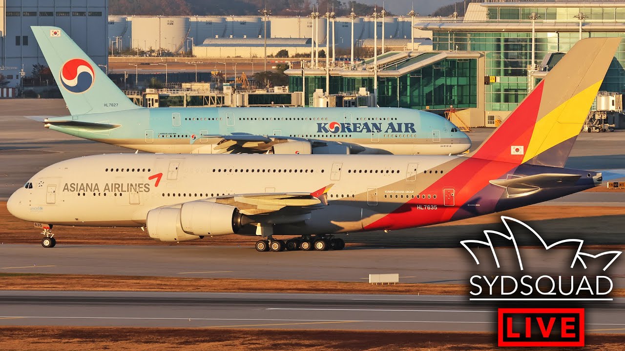 🔵[4K] 28MINS HEAVY Plane Spotting Seoul Incheon Airport w/ SydSquad Live!🔵