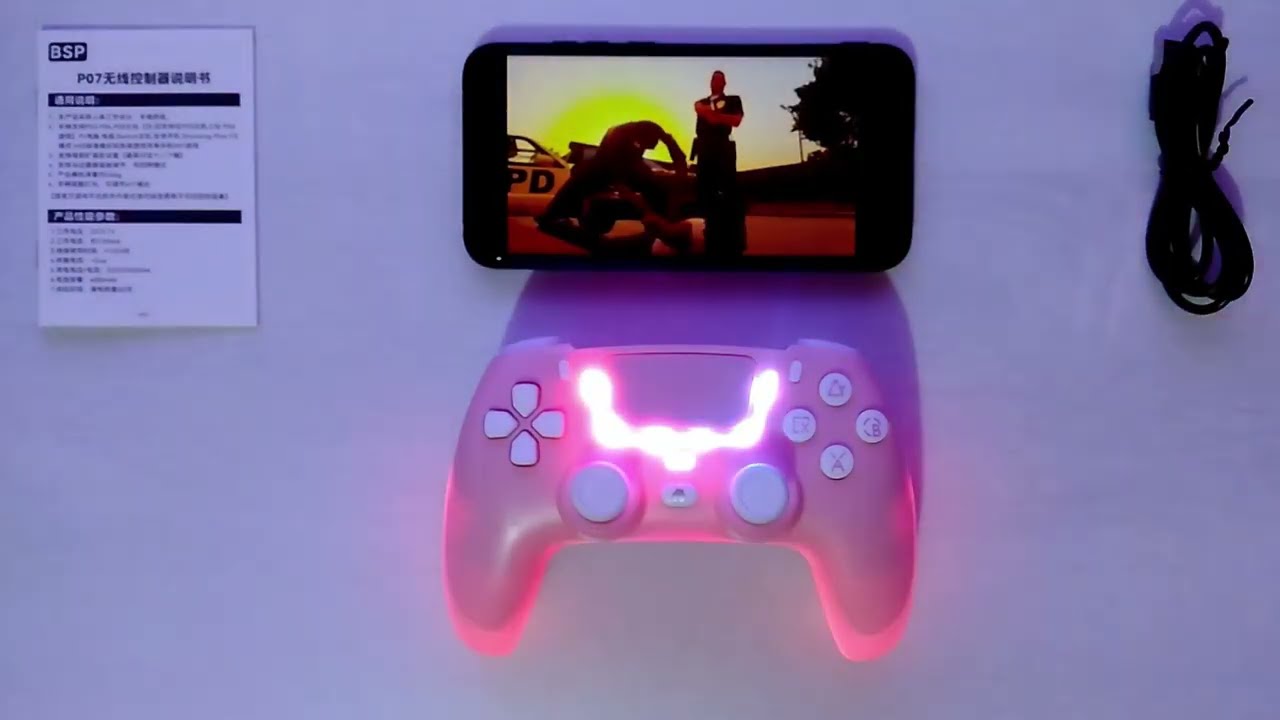 WIRELESS CONTROLLER BSP P07 PINK LED RGB STIK DS4 MODEL DS5 PS4 MODEL PS5 UNBOXING HANDS ON REVIEW