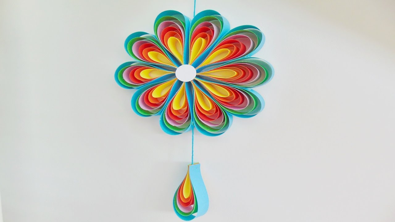 Basteln: Papierblume aus Papierstreifen selber machen / Anh&auml;nger DIY