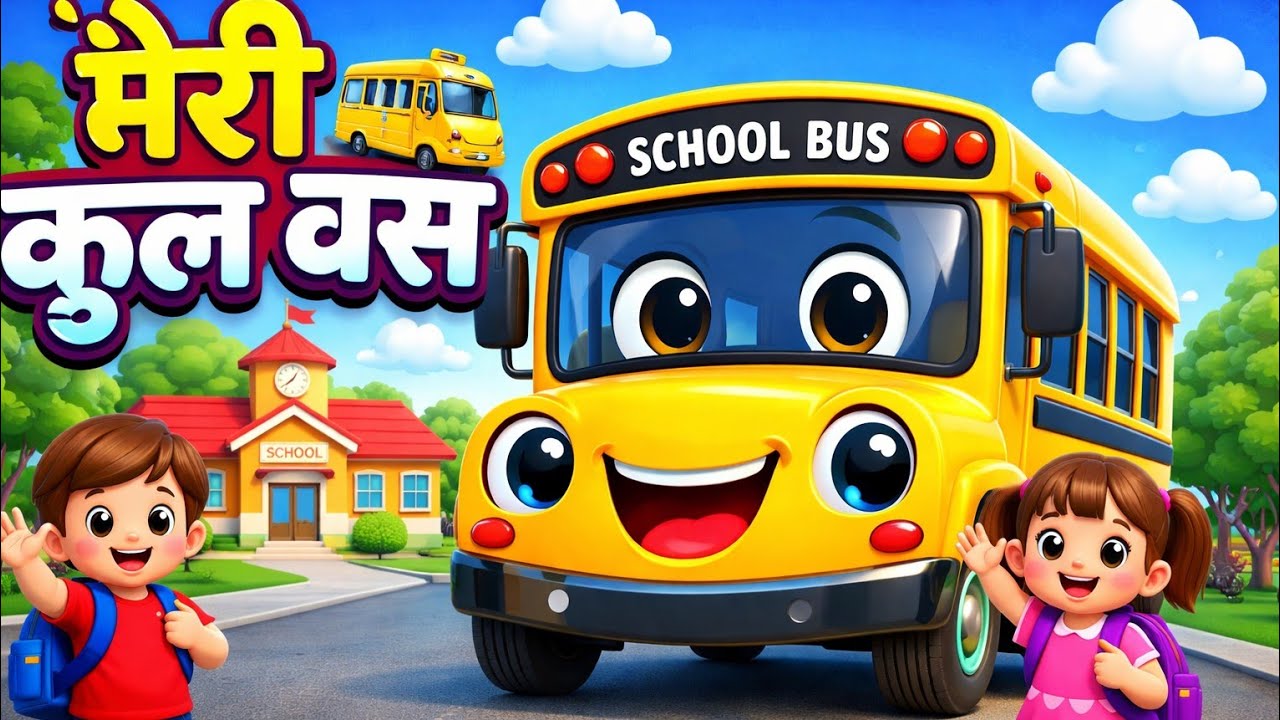 🚌 मेरी प्यारी स्कूल बस | Kids Hindi Nursery Rhyme | School Bus Song for Children 