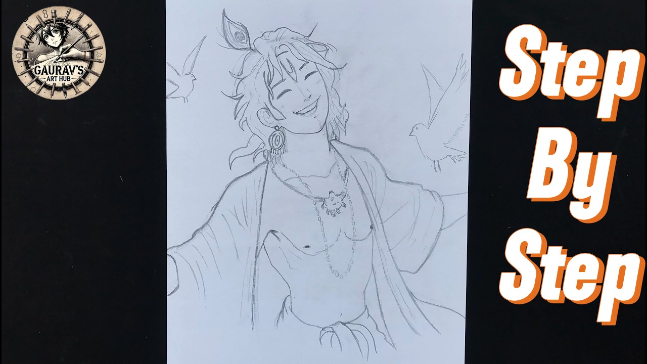 God krishna drawing || Krishna bhagwan drawing || krishna drawing