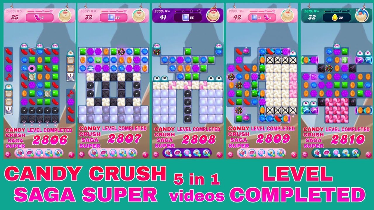 CANDY CRUSH SAGA SUPER || LEVEL COMPLETED || GAME PLAY CANDY VIDEO || 5 in 1videos