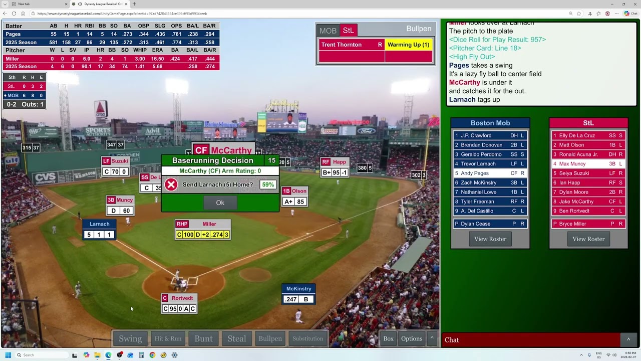 Game 42 Boston Mob vs St  Louis Sandbaggers, 2026 Grapenut League (Dynasty League Baseball)