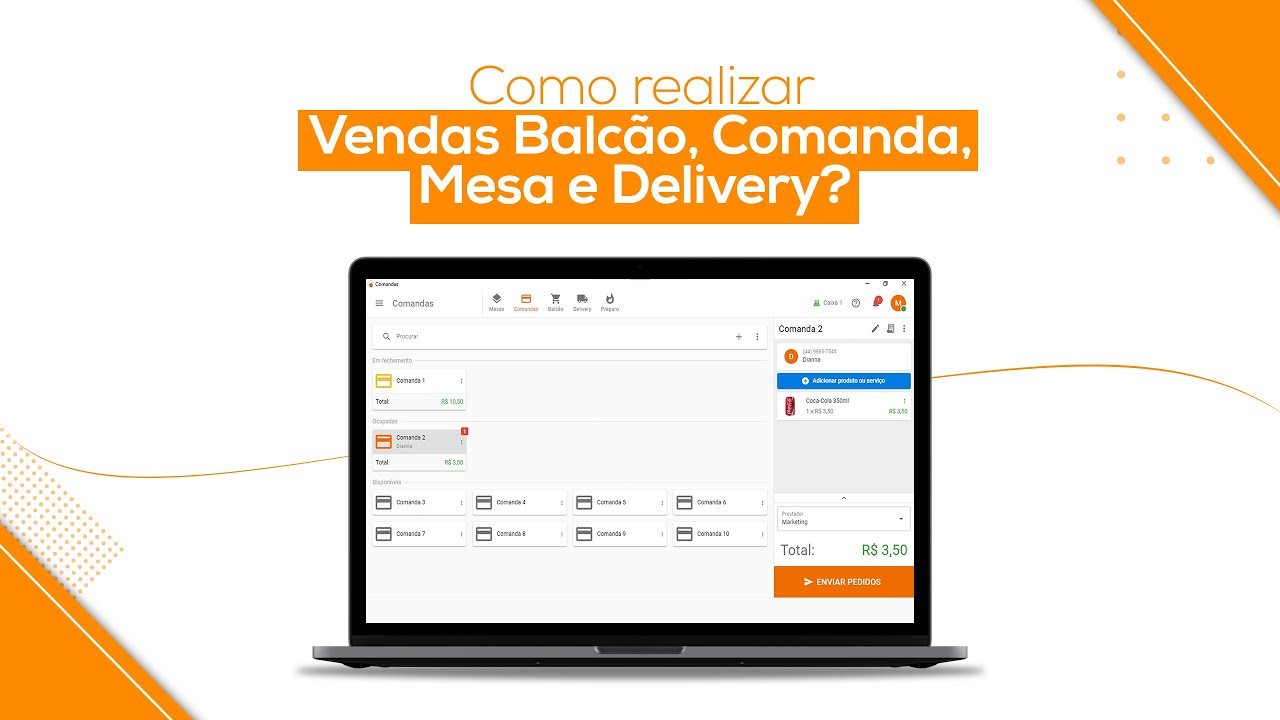 Como realizar vendas balcão, comanda, mesa e delivery no grandchef pro?