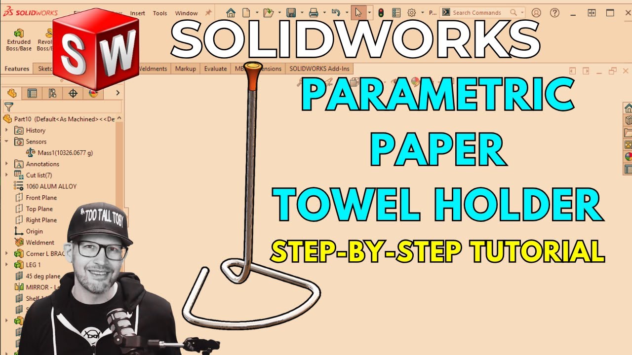SOLIDWORKS Parametric - Step-By-Step Tutorial - 3D SWEEP, Equations, Multi-Body Design