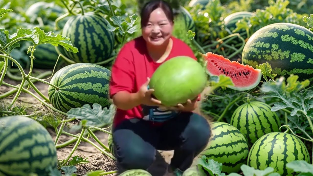 【陕北霞姐】今年西瓜大又圆！霞姐摘来取瓤榨汁，清甜可口超过瘾！