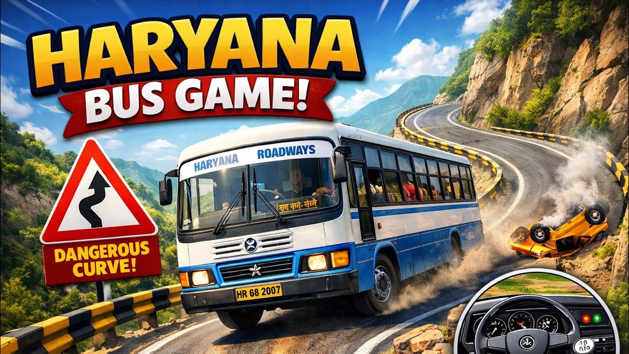 Driving Haryana Bus on curve roads. #bus #driving #feed 
