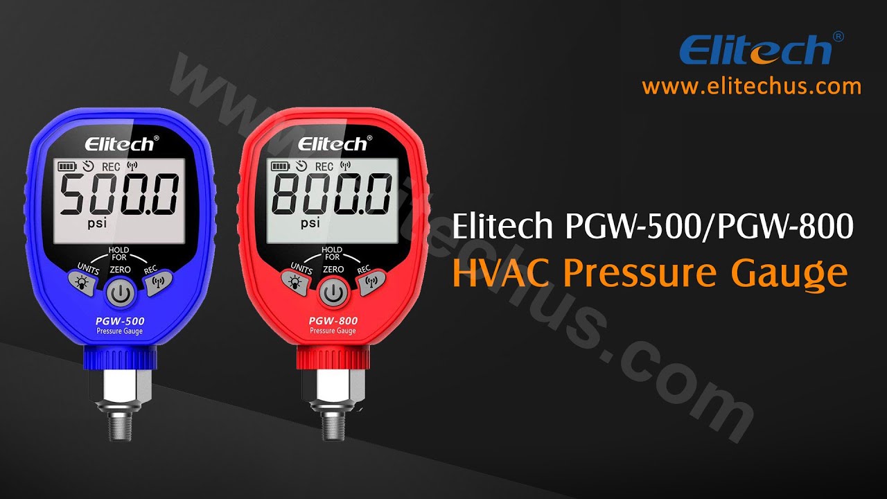 Elitech PGW-500/PGW-800 Digital Pressure Gauge HVAC 87 Refrigerants