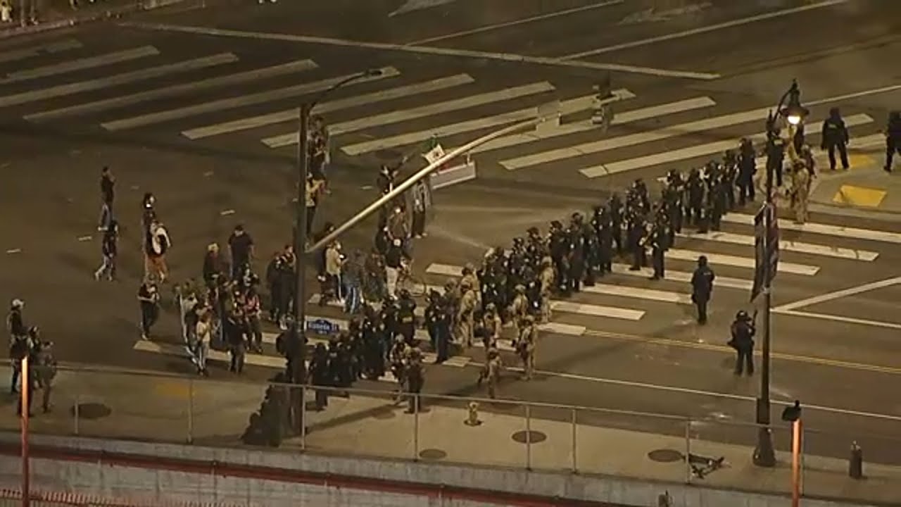LAPD declares unlawful assembly as immigration protests erupt in DTLA
