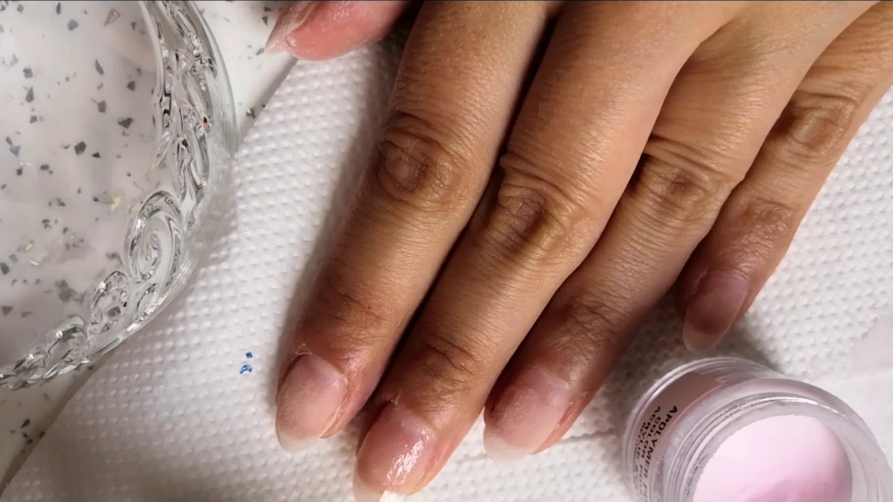 Applicazione acrilico ad immersione con Resina Rinforzo unghie naturali NO LAMPADA UV
