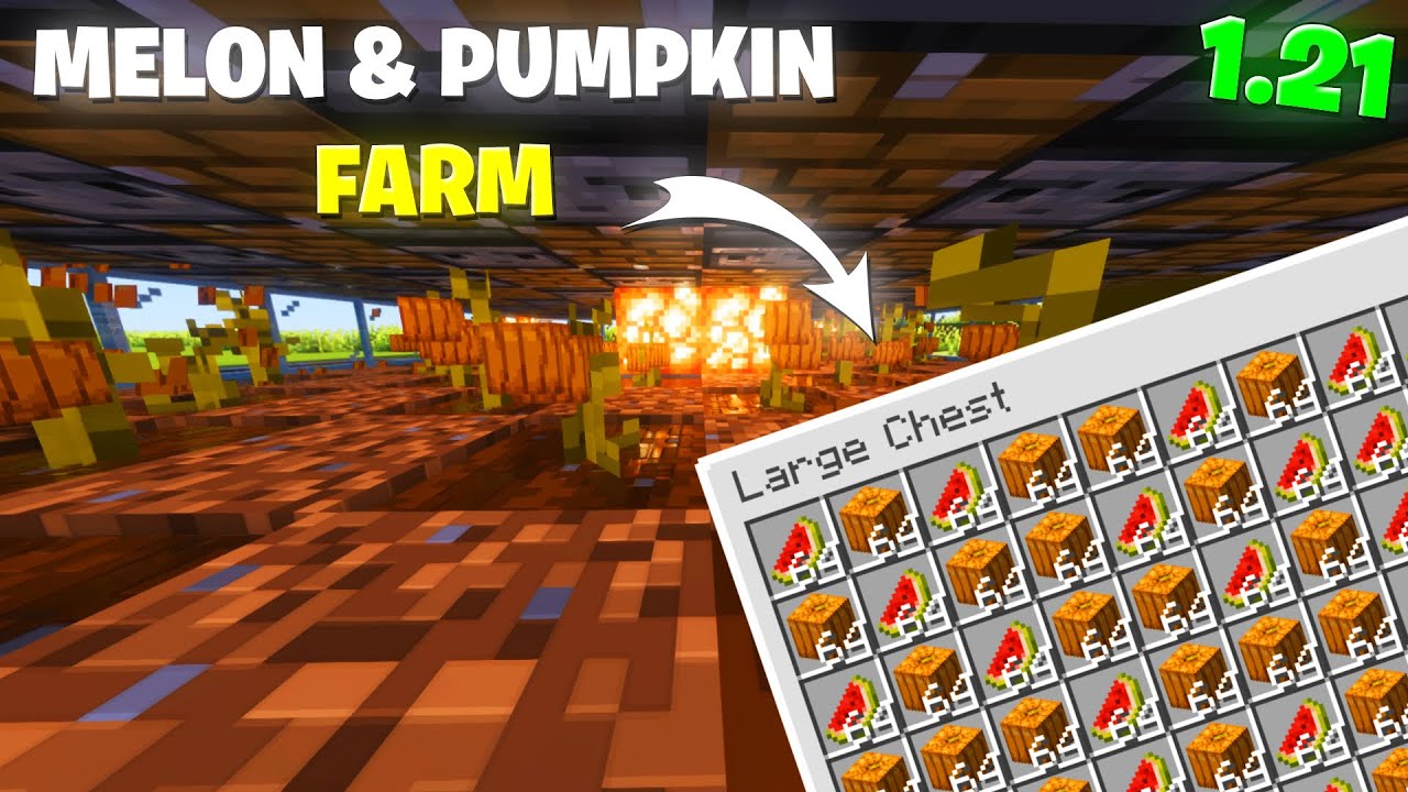 Easy Automatic Melon and Pumpkin Farm in Minecraft 1.21 (Tutorial)