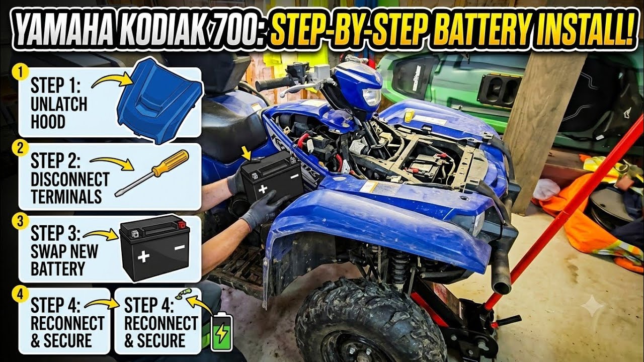 THE FIREWOOD HAULER YAMAHA KODIAC 700 GETS A NEW BATTERY.