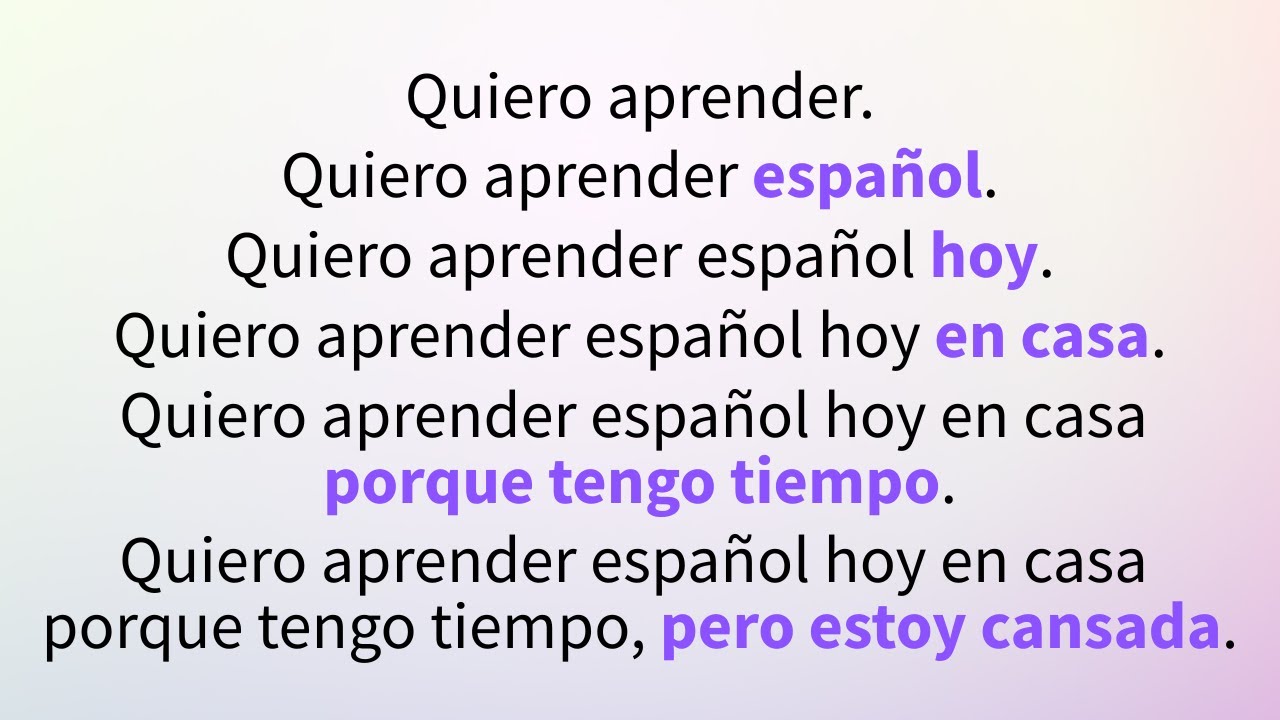 Learn to Build Better QUIERO sentences in Spanish