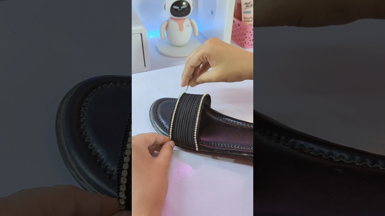 Decorating black Sandal 🖤🦋🐈&zwj;⬛  | Sandal Decoration |#shorts #youtubeshorts #viral #trending #craft